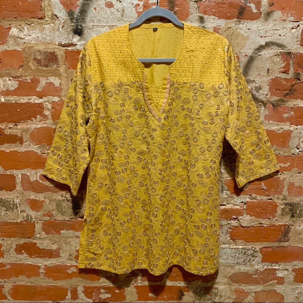 Handmade Yellow & Gold Embroidered Blouse